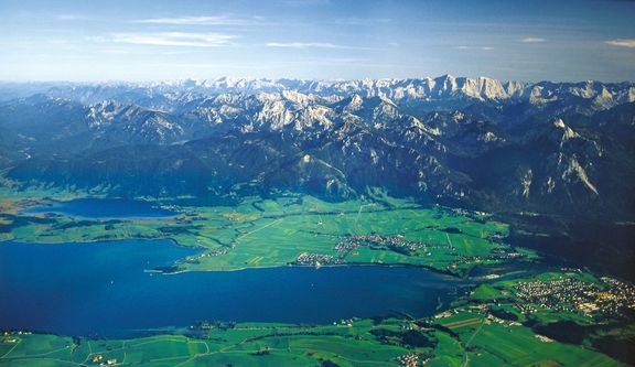 Panorama Forggensee und Alpen im Allgäu